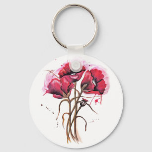Llavero Red Poppy Watercolor