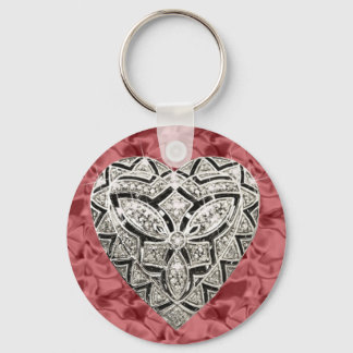 Llavero Red Round Elegant Designer Heart Keychain