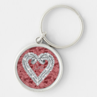 Llavero Red Round Love Diamond Heart Keychain