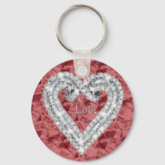 Llavero Red Round Love Diamond Heart Keychain
