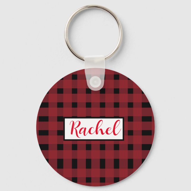 Llavero Red Rustic Black Gingham (Anverso)