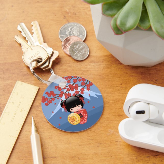 Llavero Red Sakura Kokeshi Doll - Cute Geisha Girl (Escritorio )