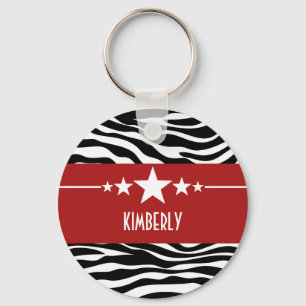 Llavero Red Sassy Star Zebra Keychain