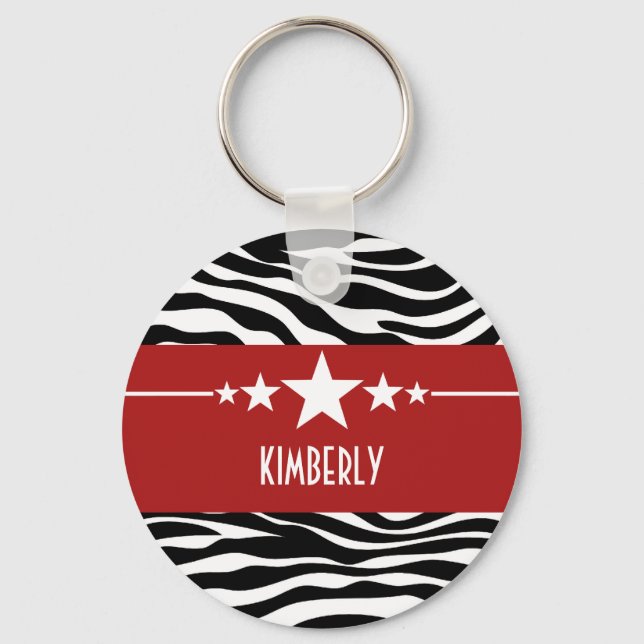 Llavero Red Sassy Star Zebra Keychain (Anverso)