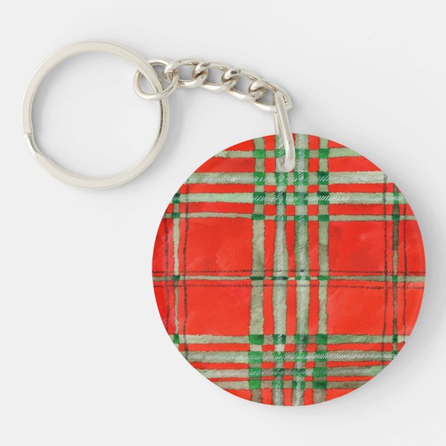 Llavero RED SCOTT TARTAN Acrylic Round Keychain (Frente)