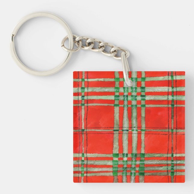 Llavero RED SCOTT TARTAN Acrylic Square Keychain (Frente)