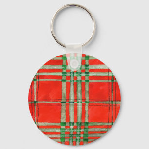 Llavero RED SCOTT TARTAN Aluminio Circle Keychain