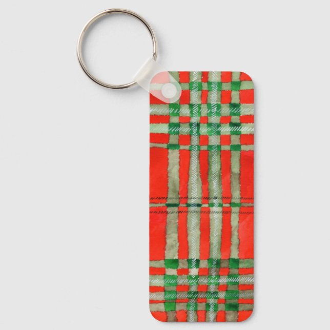 Llavero RED SCOTT TARTAN Aluminio Rectangle Keychain (Anverso)
