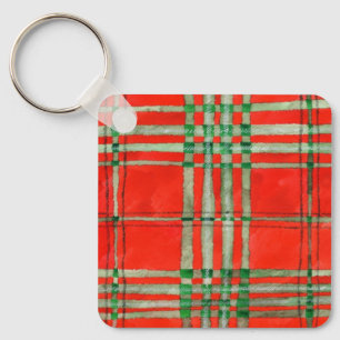 Llavero RED SCOTT TARTAN Aluminio Square Keychain