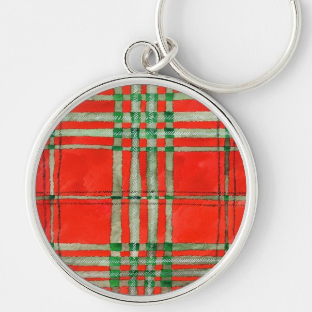 Llavero RED SCOTT TARTAN Premium Round Keychain (Frente)