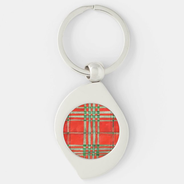 Llavero RED SCOTT TARTAN Swirl Keychain Metalizado (Anverso)