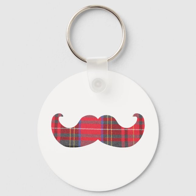 Llavero Red Tartan Mustache (Anverso)