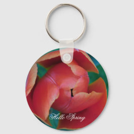 Llavero Red Tulip Macro Floral Photo Custom Keychain