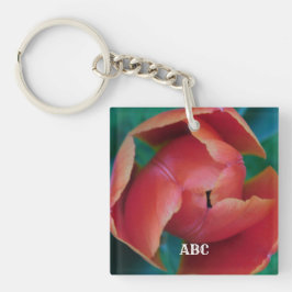 Llavero Red Tulip Macro Photo Personalized Acrylic Keyring
