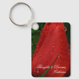 Llavero Red Tulip Macro Photo Personalized Keychain
