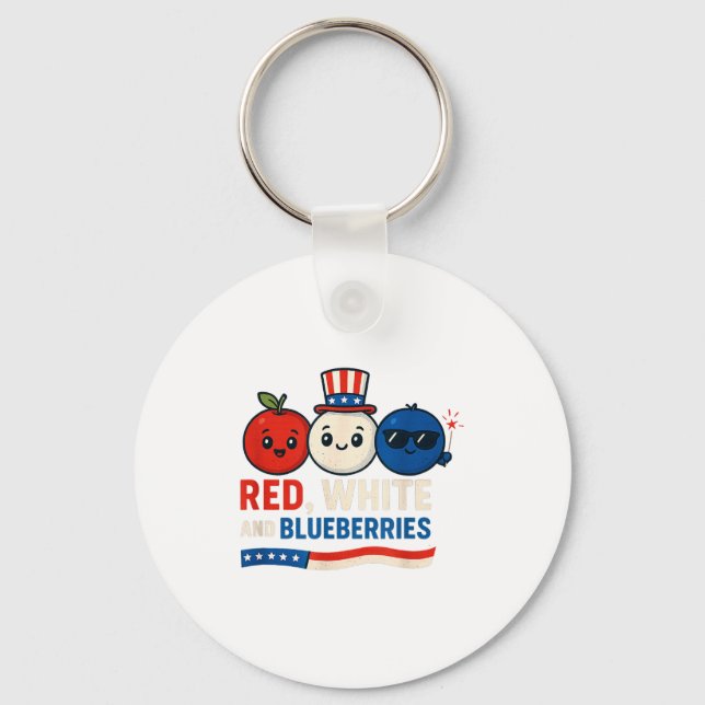 Llavero Red, White And Blueberries Patriot Cute Cartoon De (Anverso)