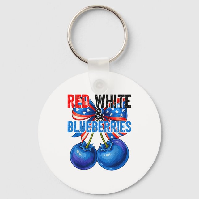 Llavero Red White Blueberries Funny Patriotic Retro Usa Hu (Anverso)