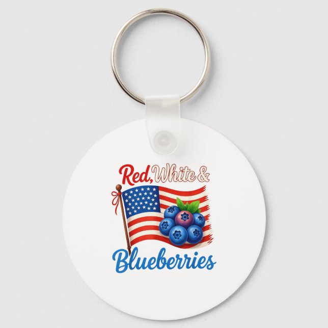 Llavero Red White Blueberries Funny Patriotic Usa Flag Vin (Anverso)