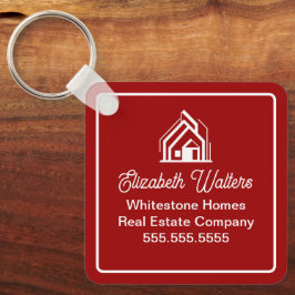 Llavero Red White Real Estate Company Custom Realtor