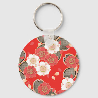 Llavero Red & White Sakura Japanese Kimono