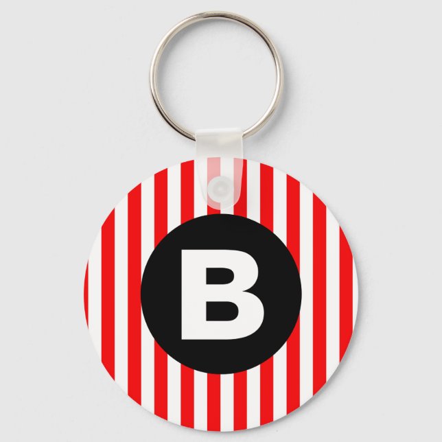 Llavero Red White Vertical Stripes Black Monogram (Anverso)