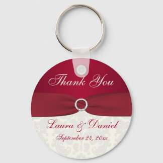 Llavero Red y Ivory Damask Gracias Keychain