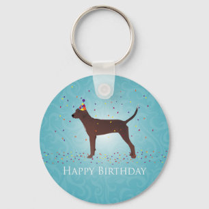 Llavero Redbone Coonhound Happy Birday Design