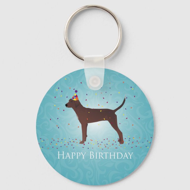 Llavero Redbone Coonhound Happy Birday Design (Anverso)