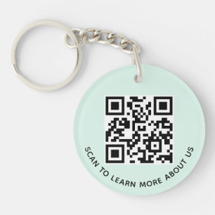 Llavero redondo con código QR de acrílico menta y 