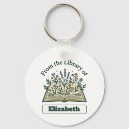 Llavero redondo de biblioteca personalizada con no