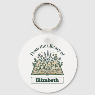 Llavero redondo de biblioteca personalizada con no
