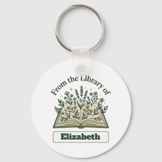 Llavero redondo de biblioteca personalizada con no