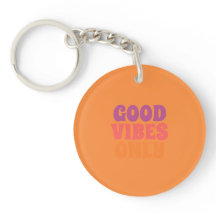 Llavero Redondo de Cita Positiva de Moda Naranja