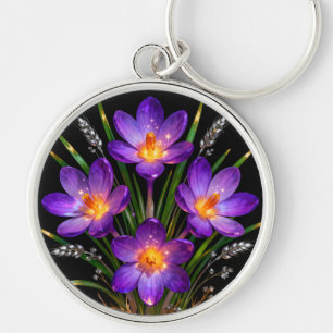 Llavero Redondo de Crocus Morado