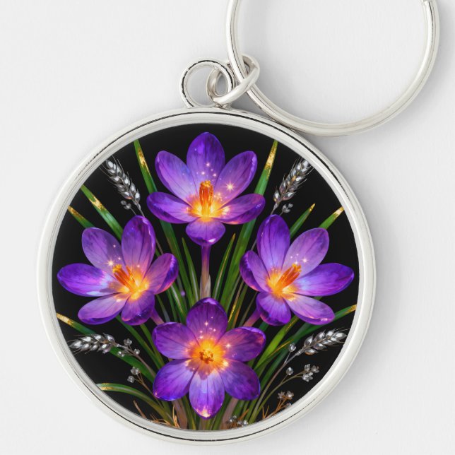 Llavero Redondo de Crocus Morado (Frente)