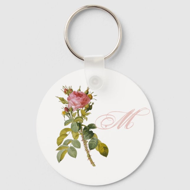 Llavero Redoute Rose Custom Monogram Initial (Anverso)