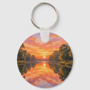 Llavero Reflejo del río al atardecer vibrante