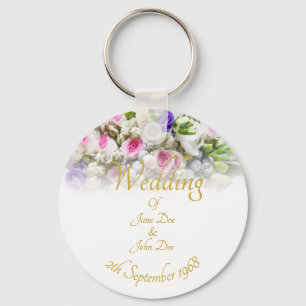 Llavero Regalo boda - Novia con ramo de boda colorido
