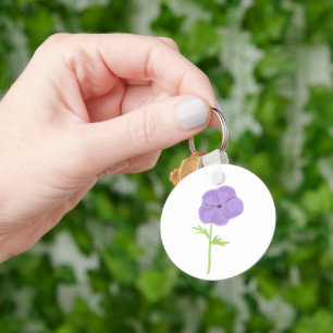 Llavero Regalo Botánico de Flor Silvestre Morada Minimalis
