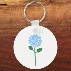Llavero Regalo Botánico de Hortensia Azul Suave