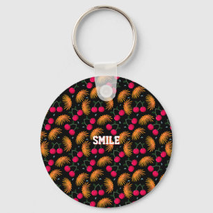Llavero Regalo con patrón floral de cereza personalizado