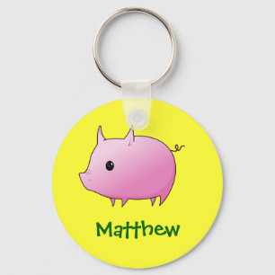 Llavero Regalo conocido personalizado cerdo lindo del rosa