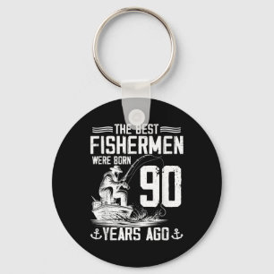 Llavero Regalo de 90 años para hombres pescador cumpleaños
