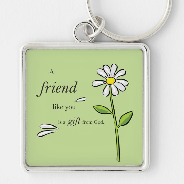 Llavero Regalo de amigo de Dios, margarita sobre verde, re (Frente)