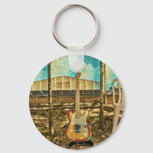 Llavero regalo de amor de guitarra retro