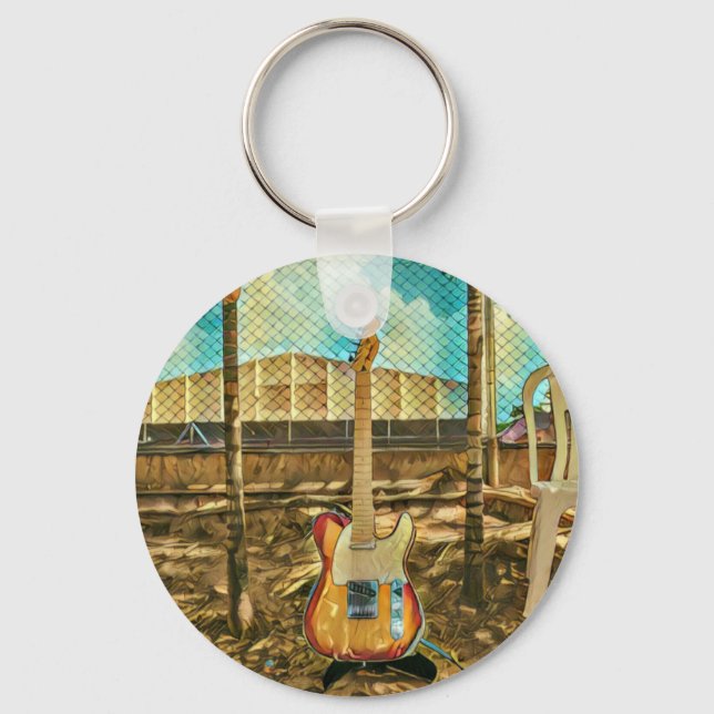 Llavero regalo de amor de guitarra retro (Anverso)