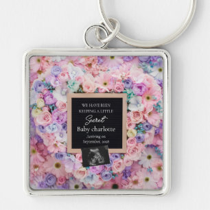 Llavero Regalo de anuncio de embarazo de corazón floral pa