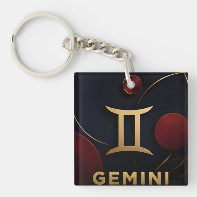 Llavero Regalo de astrología celestial de lujo para Gémini (Frente)