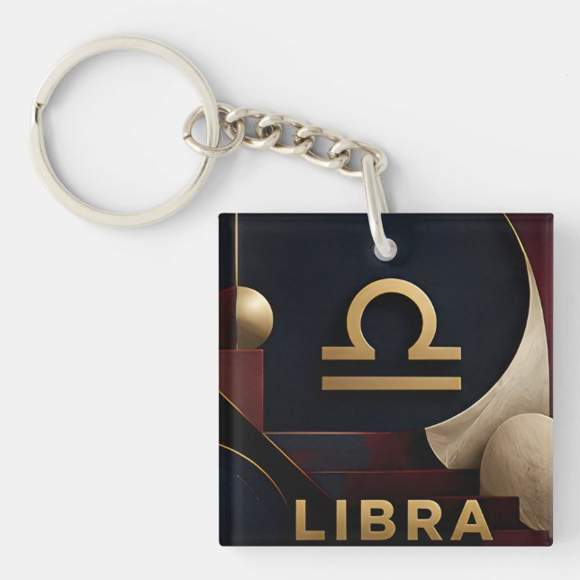 Llavero Regalo de Astrología Celestial de Lujo para Libra (Frente)