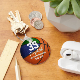 Llavero regalo de baloncesto verde azul fácil de personali